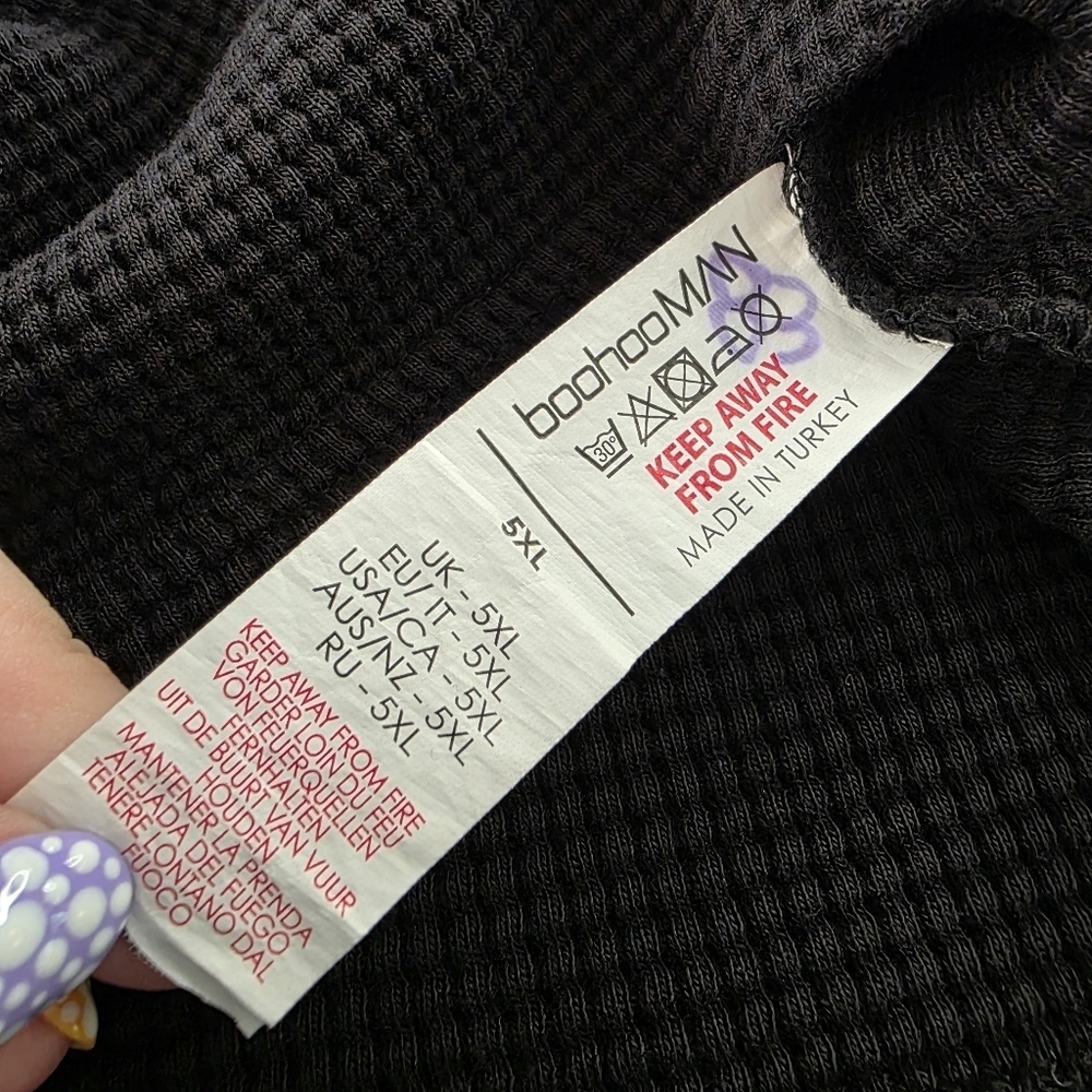 boohooMAN Black Waffle Knit 1/4 Zip Polo Shirt XL | Textured Cotton Collared - Picture 6 of 7
